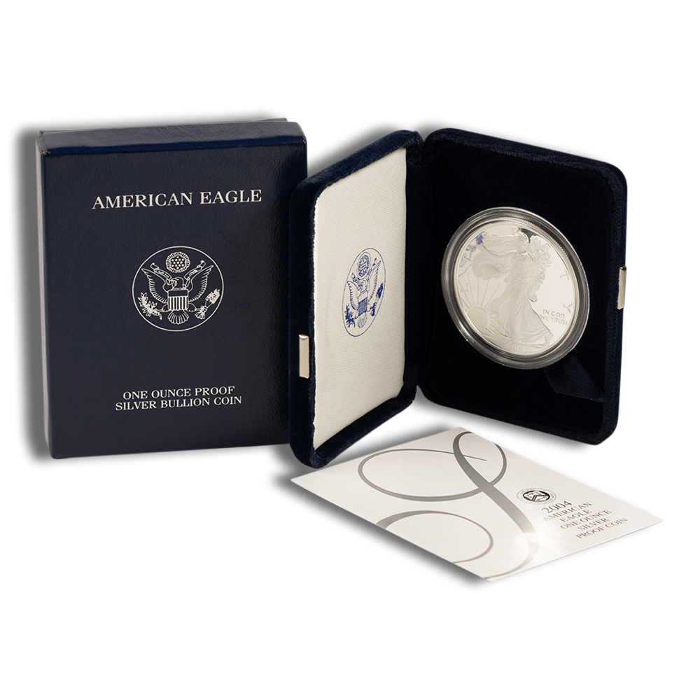 2004-W Proof Silver Eagle with Box & COA 2004-W Proof Silver Eagle with Box & COA - Image 1