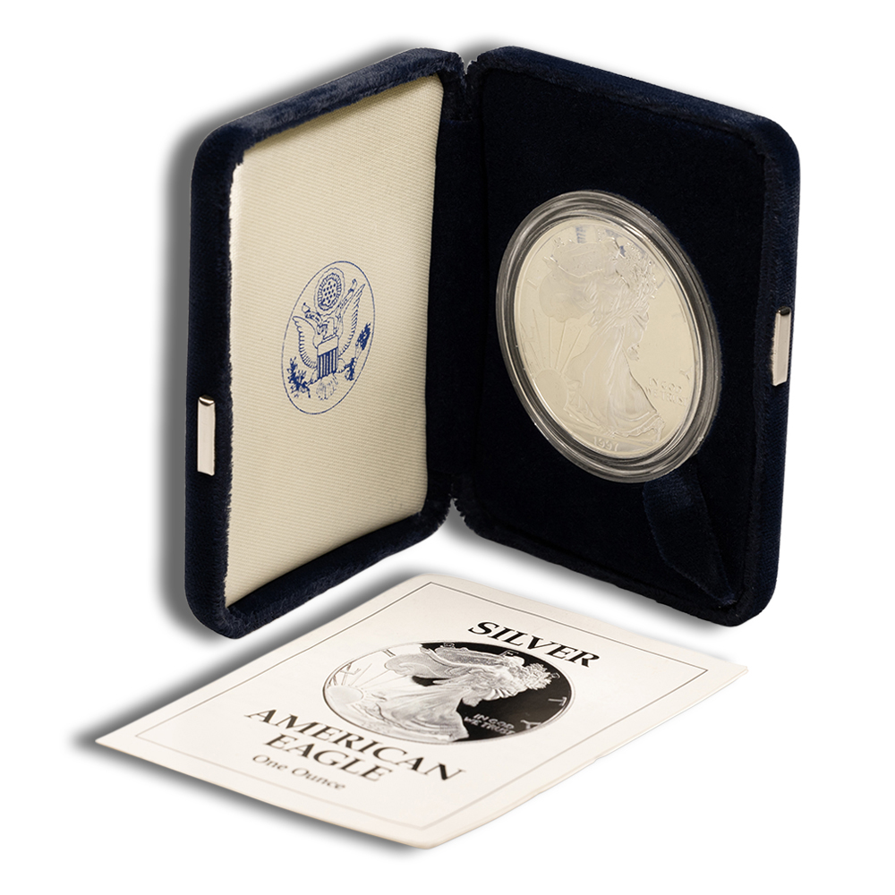 1997-P Proof Silver Eagle with Box & COA 1997-P Proof Silver Eagle with Box & COA - Image 1