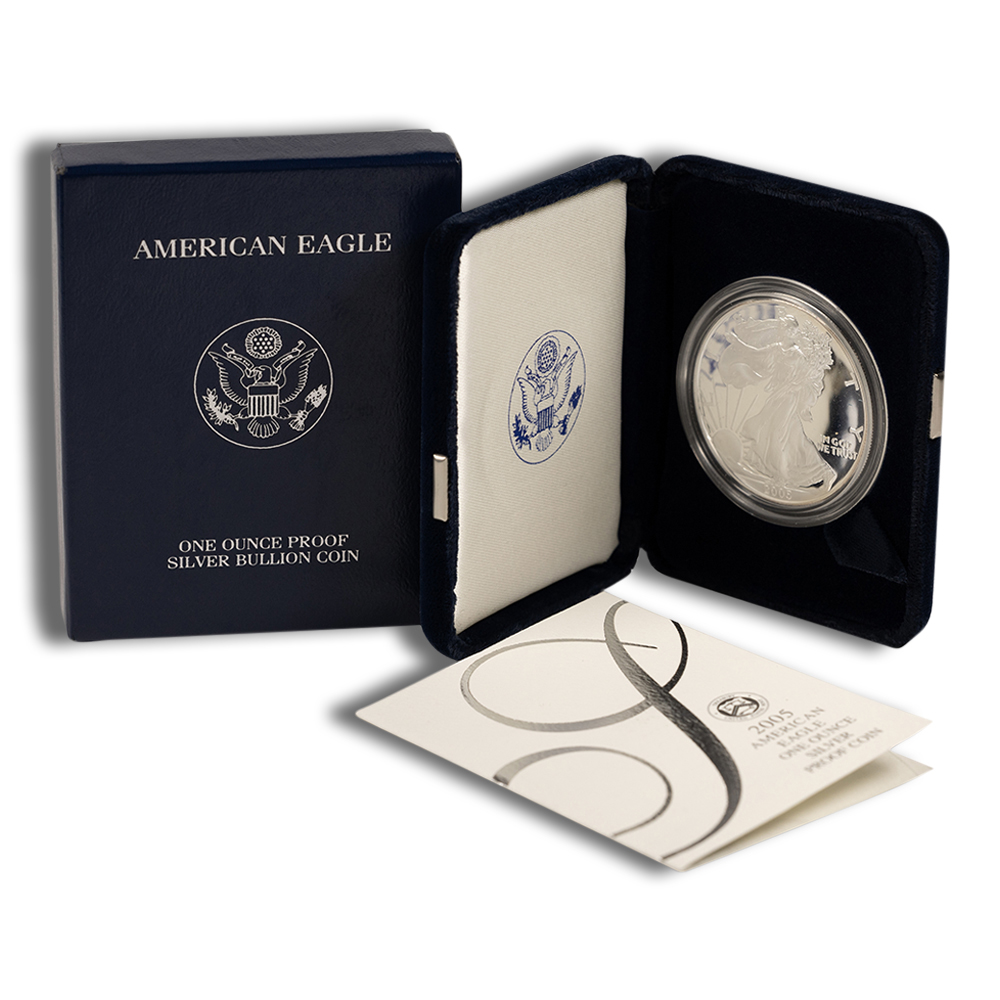 2005-W Proof Silver Eagle with Box & COA 2005-W Proof Silver Eagle with Box & COA - Image 1