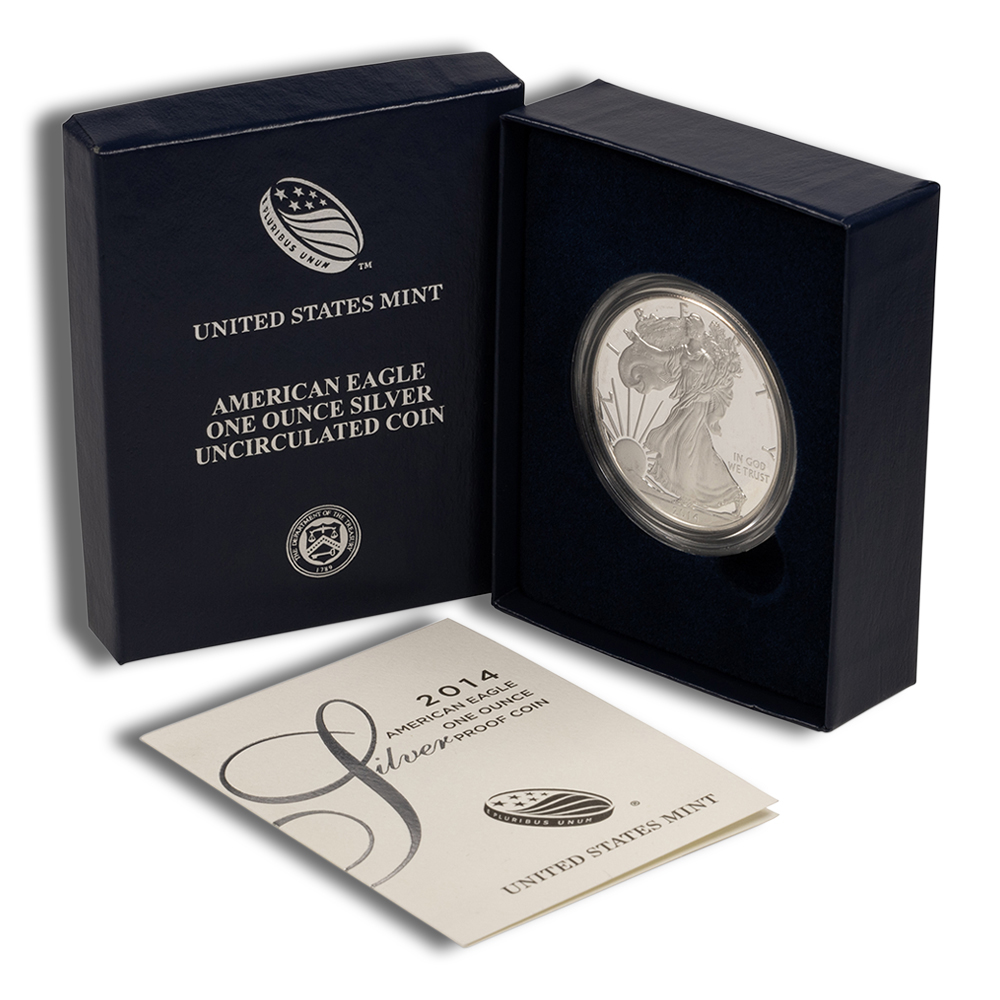 2014-W Proof Silver Eagle with Box & COA 2014-W Proof Silver Eagle with Box & COA - Image 1