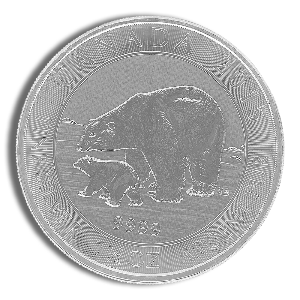 2015 1.5 oz Canadian Polar Bear & Cub Silver Coin 2015 1.5 oz Canadian Polar Bear & Cub Silver Coin - Image 1