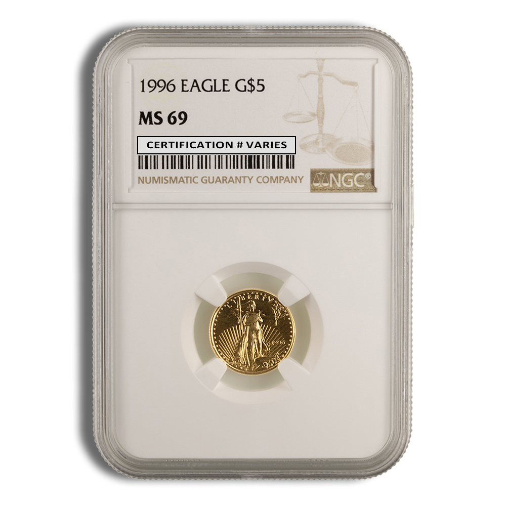 1996 1/10 oz Gold Eagle $5 NGC MS69 1996 1/10 oz Gold Eagle $5 NGC MS69 - Image 1