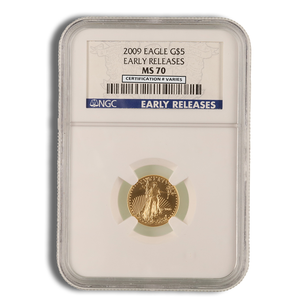 2009 1/10 oz Gold Eagle $5 NGC MS70 ER 2009 1/10 oz Gold Eagle $5 NGC MS70 ER - Image 1