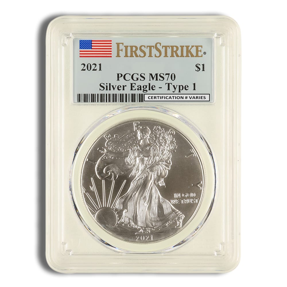 2021 Silver Eagle PCGS MS70 First Strike (Type 1) 2021 Silver Eagle PCGS MS70 First Strike (Type 1) - Image 1