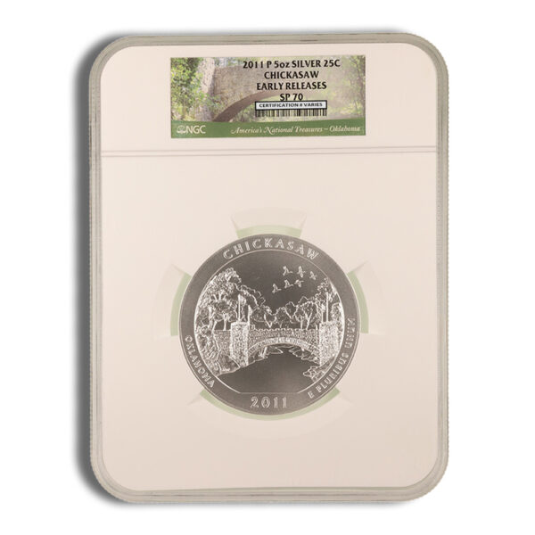 2011-P 5 oz ATB Chickasaw Silver Coin NGC SP70