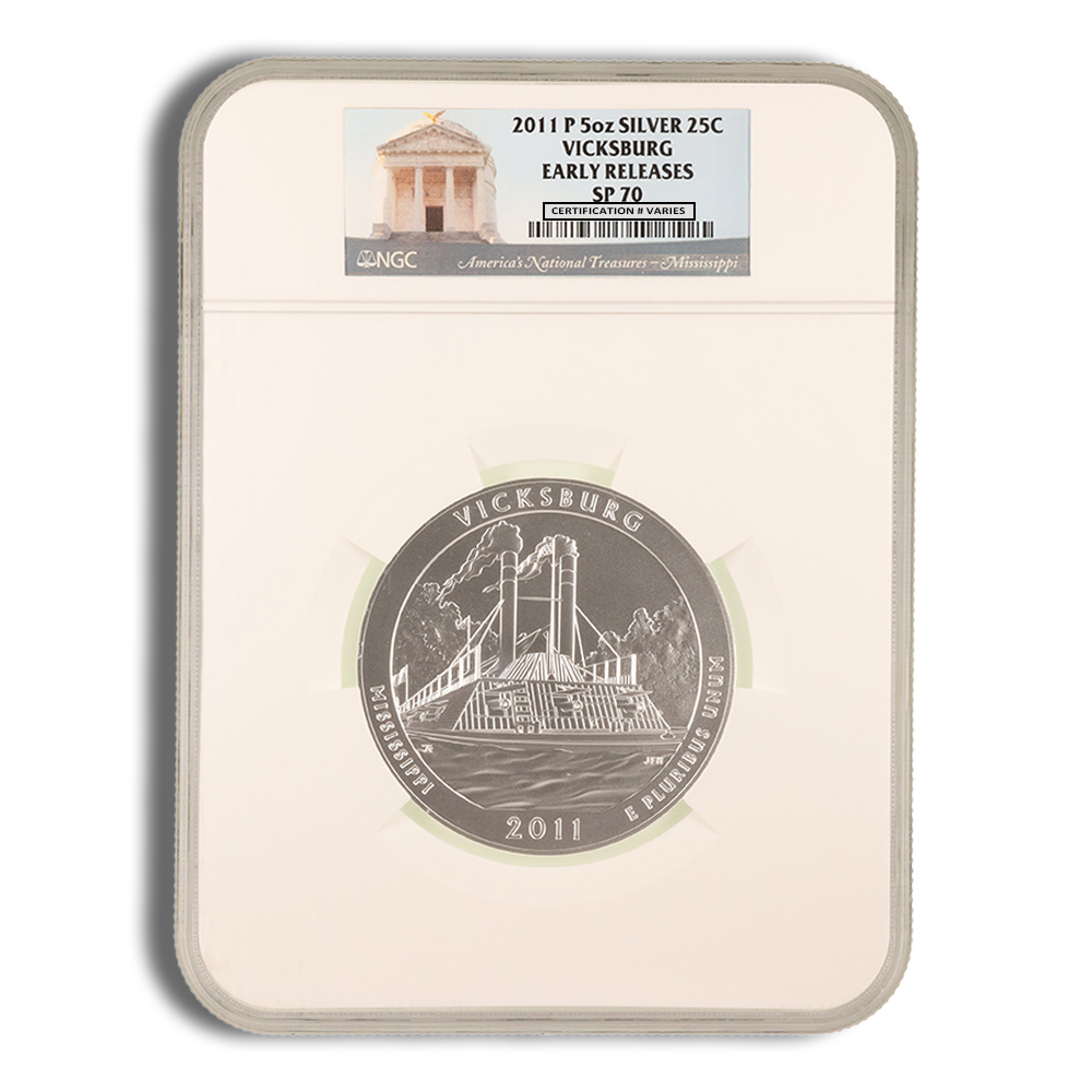 2011-P 5 oz ATB Vicksburg Silver Coin NGC SP70 2011-P 5 oz ATB Vicksburg Silver Coin NGC SP70 - Image 1