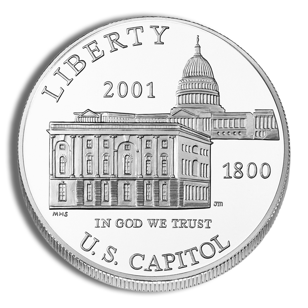 2001-P $1 Capitol Visitor Center Silver Commem - BU 2001-P $1 Capitol Visitor Center Silver Commem - BU - Image 1