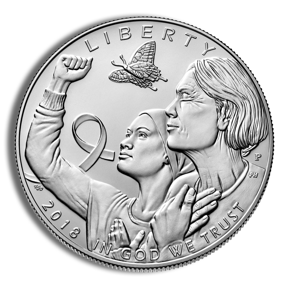 2018-P $1 Breast Cancer Awareness Silver Commem - BU 2018-P $1 Breast Cancer Awareness Silver Commem - BU - Image 1