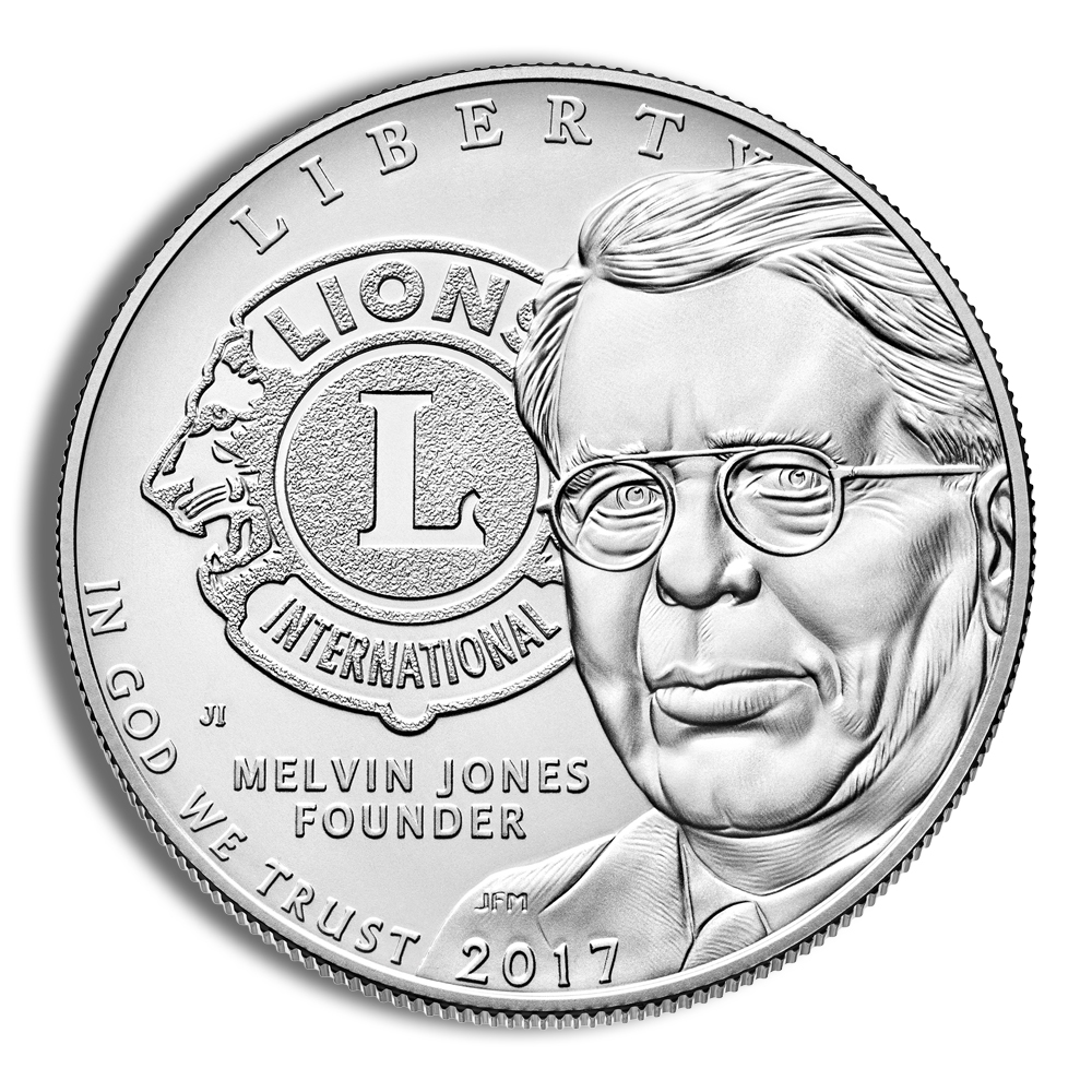 2017-P $1 Lions Club Centennial (Melvin Jones) Silver Commem - BU 2017-P $1 Lions Club Centennial (Melvin Jones) Silver Commem - BU - Image 1