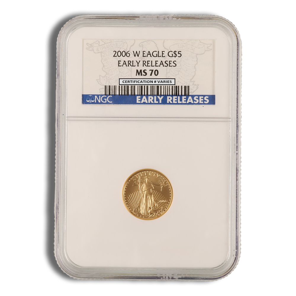 2006 1/10 oz Gold Eagle $5 NGC MS70 ER 2006 1/10 oz Gold Eagle $5 NGC MS70 ER - Image 1
