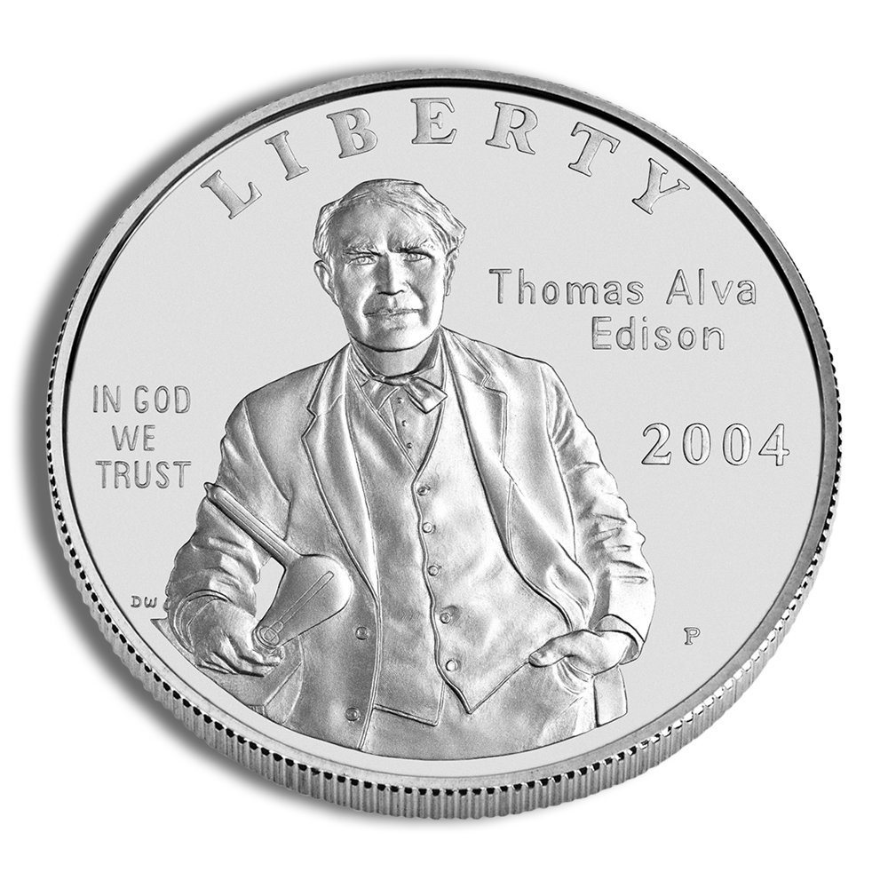 2004-P $1 Thomas A. Edison Silver Commem - BU 2004-P $1 Thomas A. Edison Silver Commem - BU - Image 1