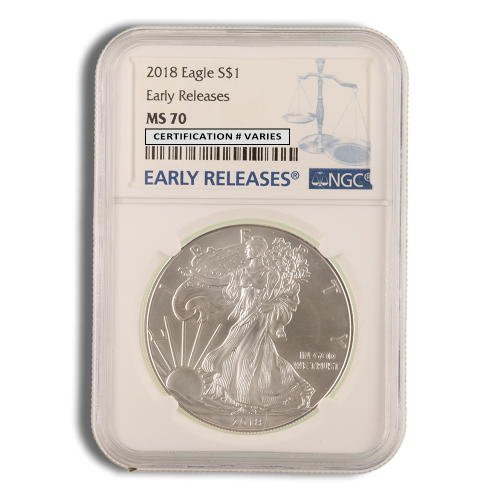 2018 Silver Eagle NGC MS70 Early Releases 2018 Silver Eagle NGC MS70 Early Releases - Image 1