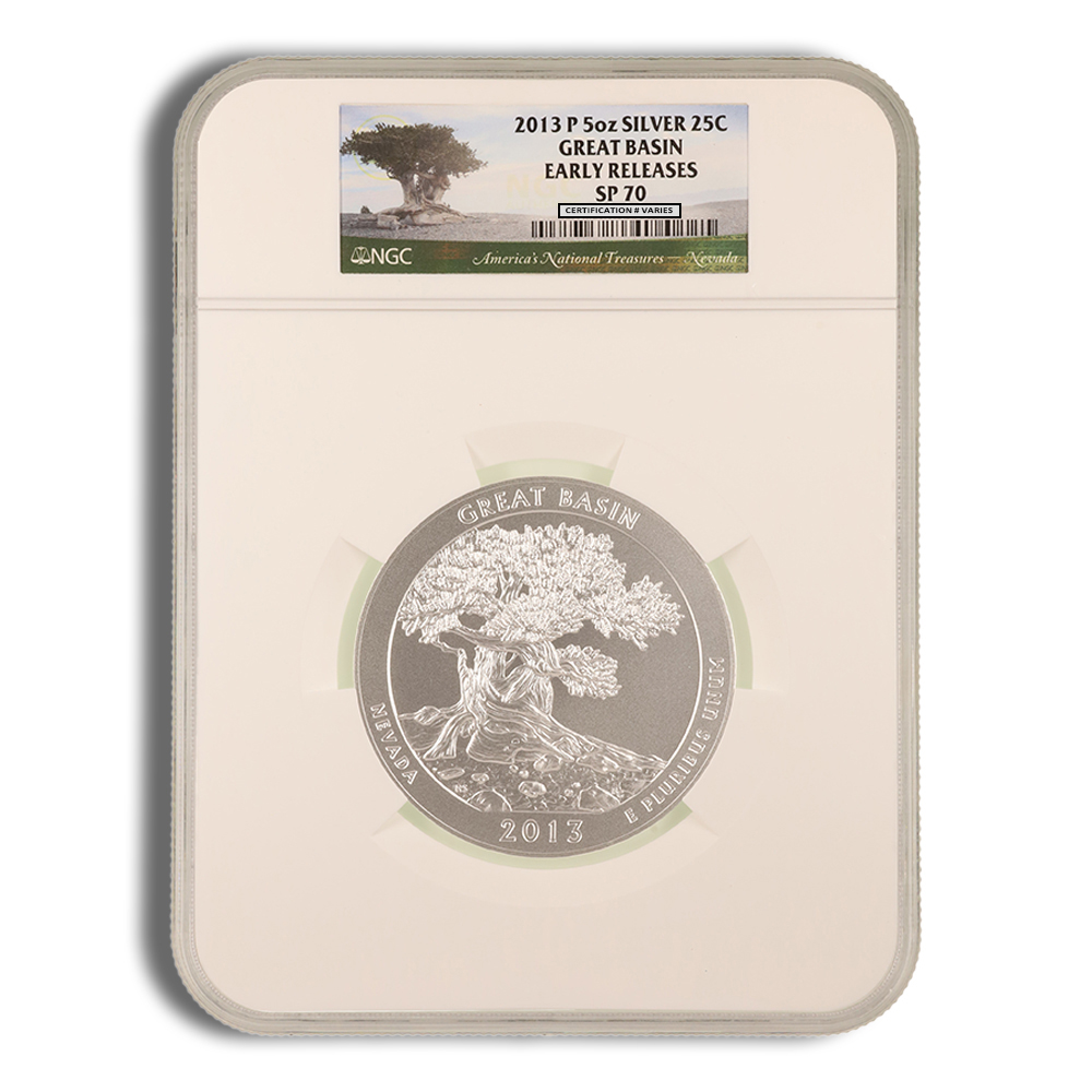 2013-P 5 oz ATB Great Basin Silver Coin NGC SP70 2013-P 5 oz ATB Great Basin Silver Coin NGC SP70 - Image 1