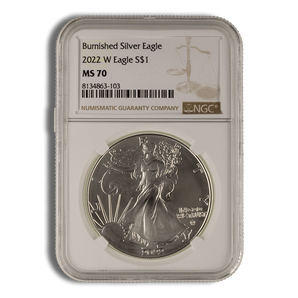 2022-W Burnished Silver Eagle NGC MS70 2022-W Burnished Silver Eagle NGC MS70 - Image 1