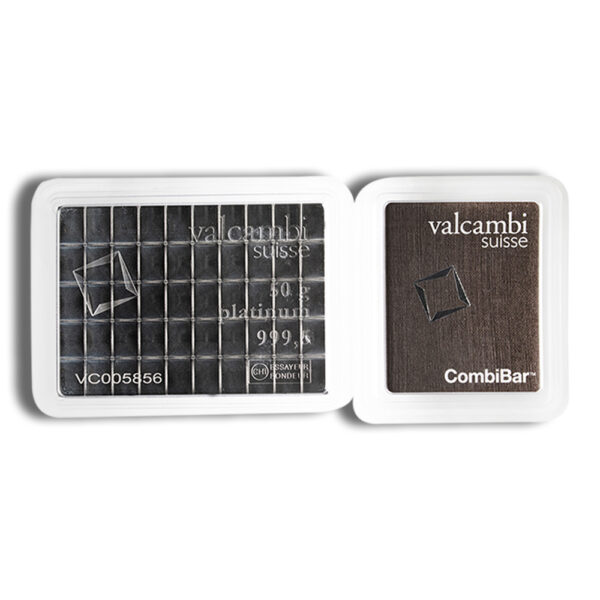 50 x 1 gram Platinum Valcambi CombiBar™ (Carded)