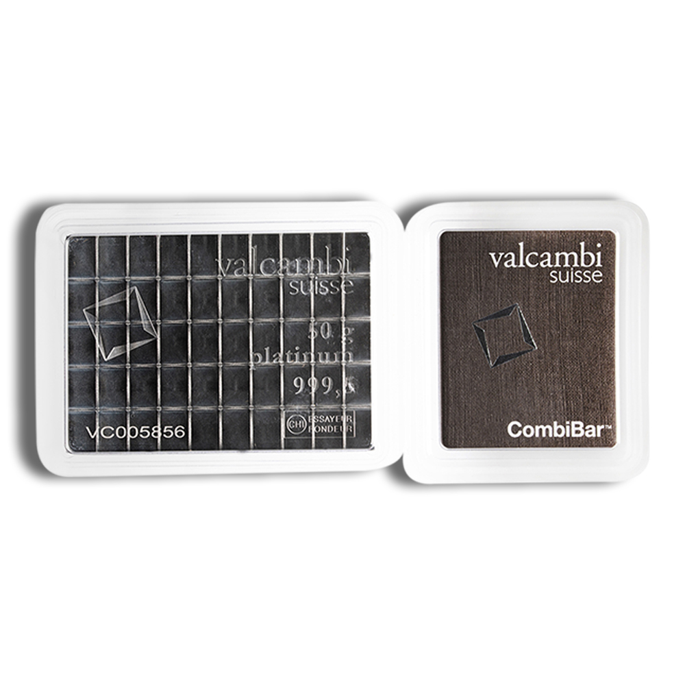 50 x 1 gram Platinum Valcambi CombiBar™ (Carded) 50 x 1 gram Platinum Valcambi CombiBar™ (Carded) - Image 1