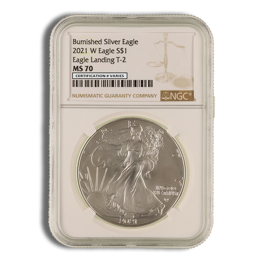 2021-W Burnished Silver Eagle NGC MS70 (Type 2) 2021-W Burnished Silver Eagle NGC MS70 (Type 2) - Image 1