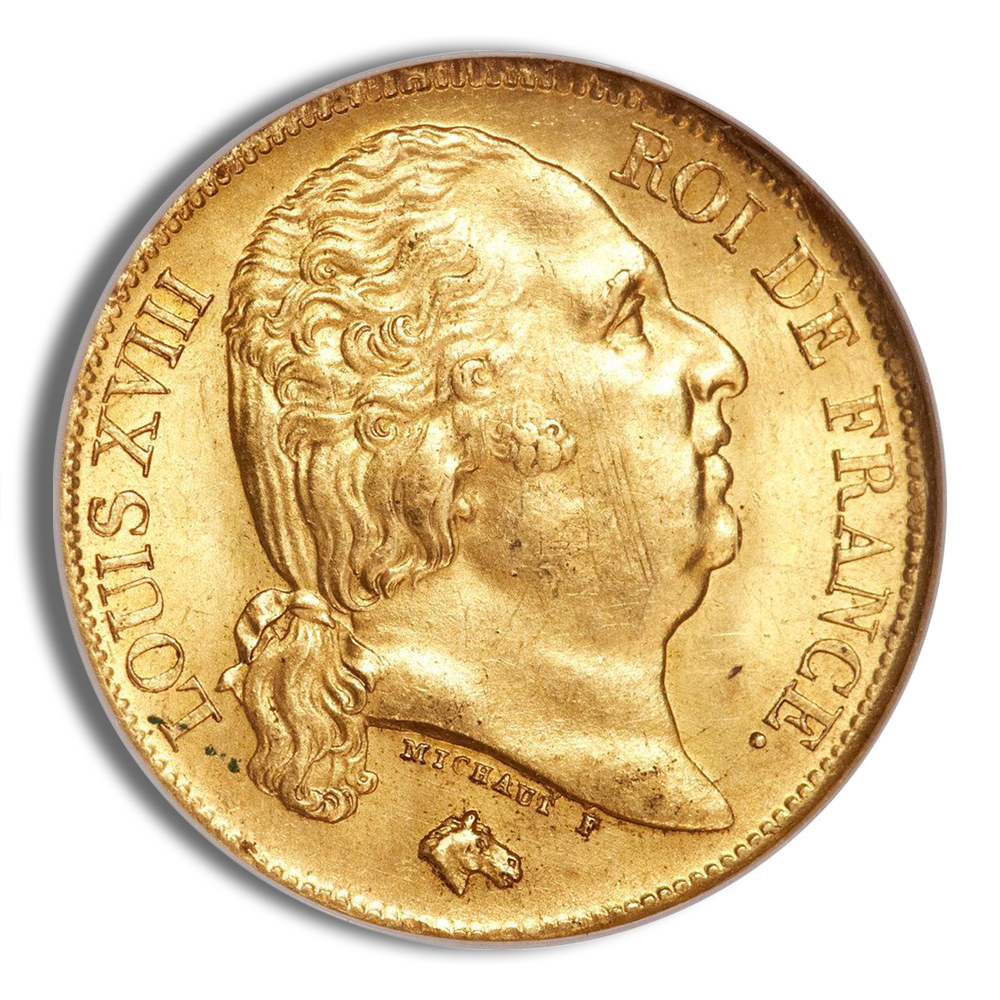France Gold 20 Francs - Louis XVIII (1816-1824) France Gold 20 Francs - Louis XVIII (1816-1824) - Image 1