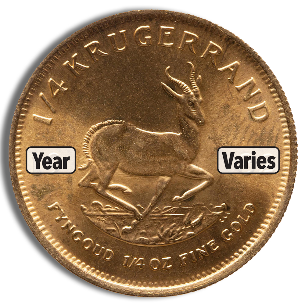1/4 oz Gold Krugerrand (Year Varies) 1/4 oz Gold Krugerrand (Year Varies) - Image 1