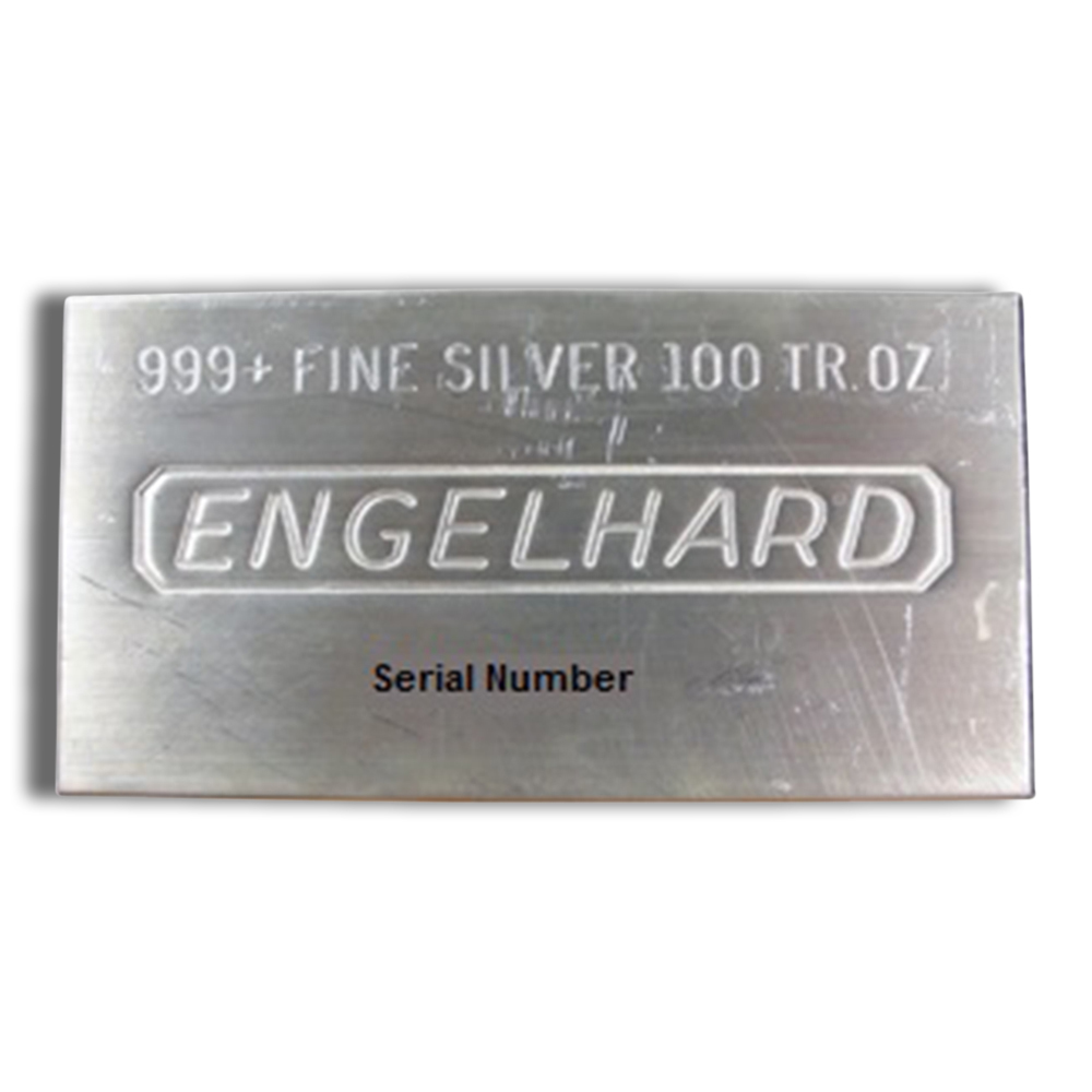 100 oz Silver Bar - Engelhard (Poured/Extruded) 100 oz Silver Bar - Engelhard (Poured/Extruded) - Image 1