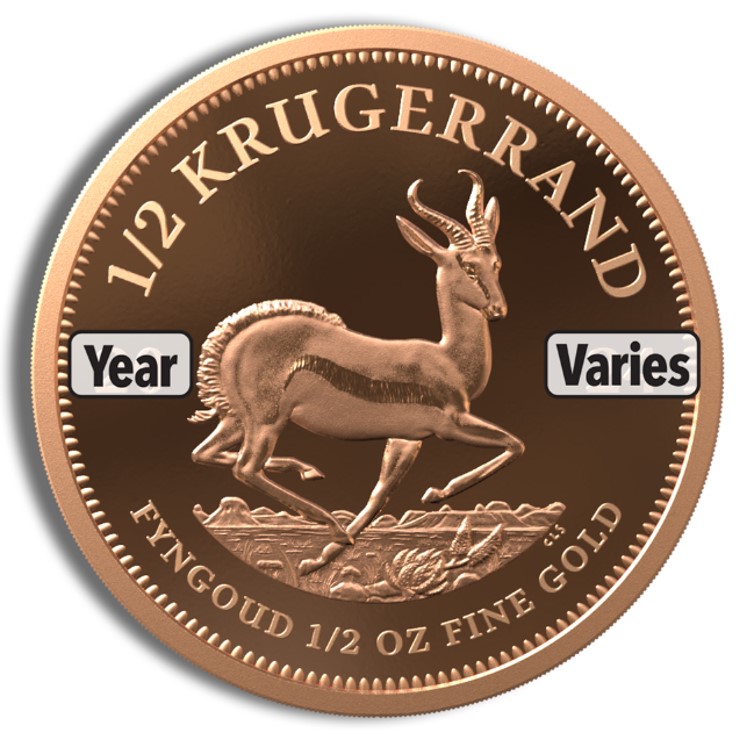 1/2 oz Gold Krugerrand (Year Varies) 1/2 oz Gold Krugerrand (Year Varies) - Image 1