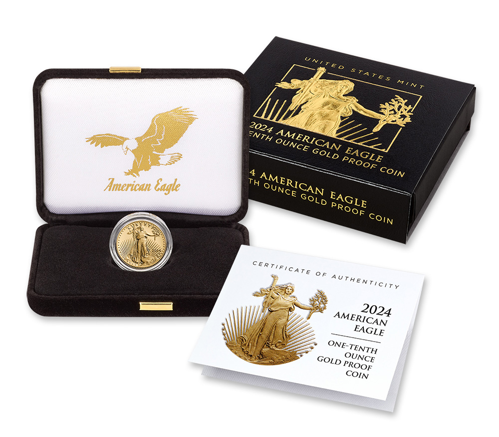 2024-W 1/10 oz Proof Gold Eagle $5 - Box & COA 2024-W 1/10 oz Proof Gold Eagle $5 - Box & COA - Image 1
