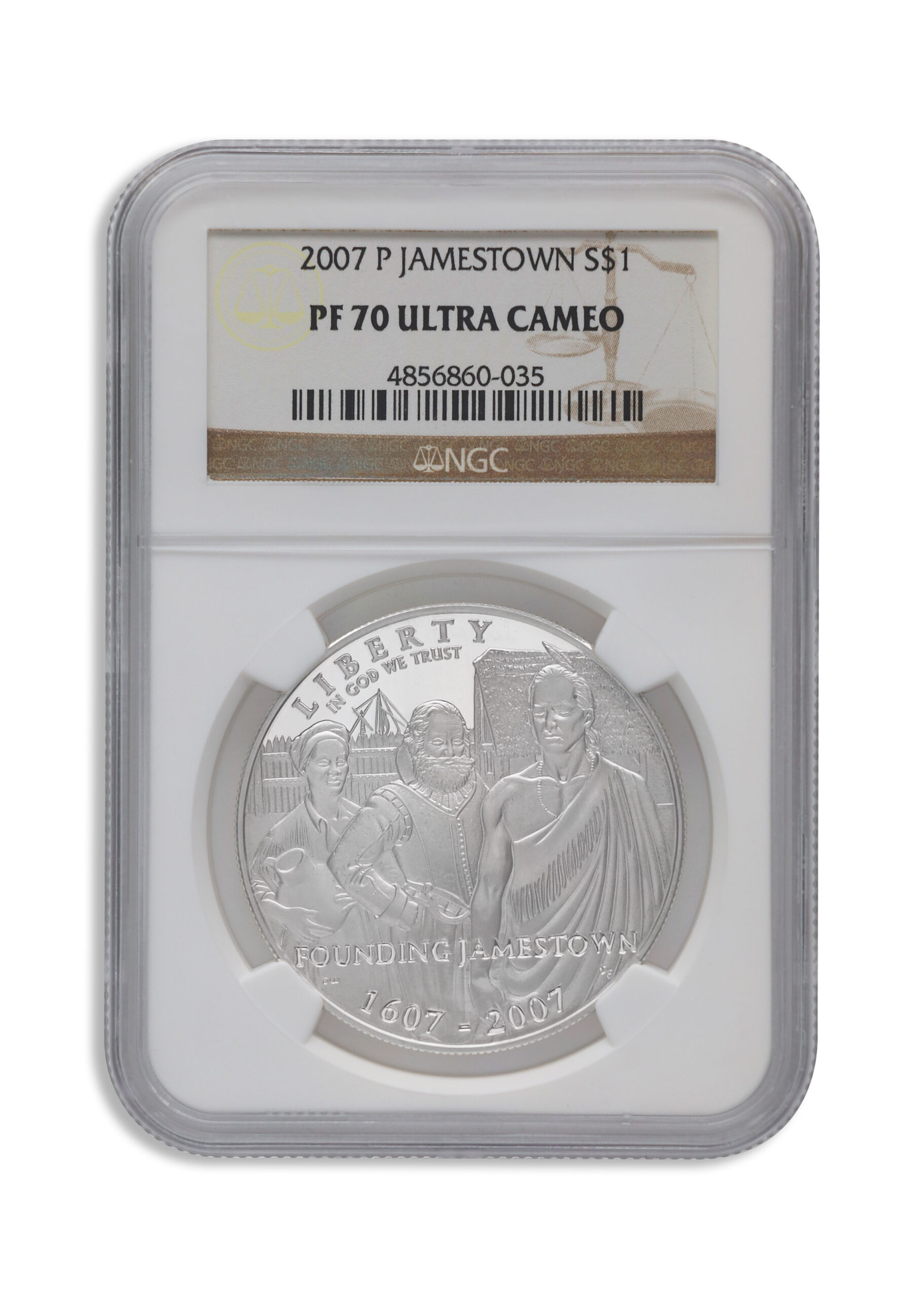 2007-P $1 Jamestown Silver Commem - NGC PF70 2007-P $1 Jamestown Silver Commem - NGC PF70 - Image 1