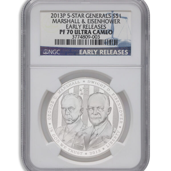 2013-P $1 Five Star Generals Silver Commem - NGC PF70