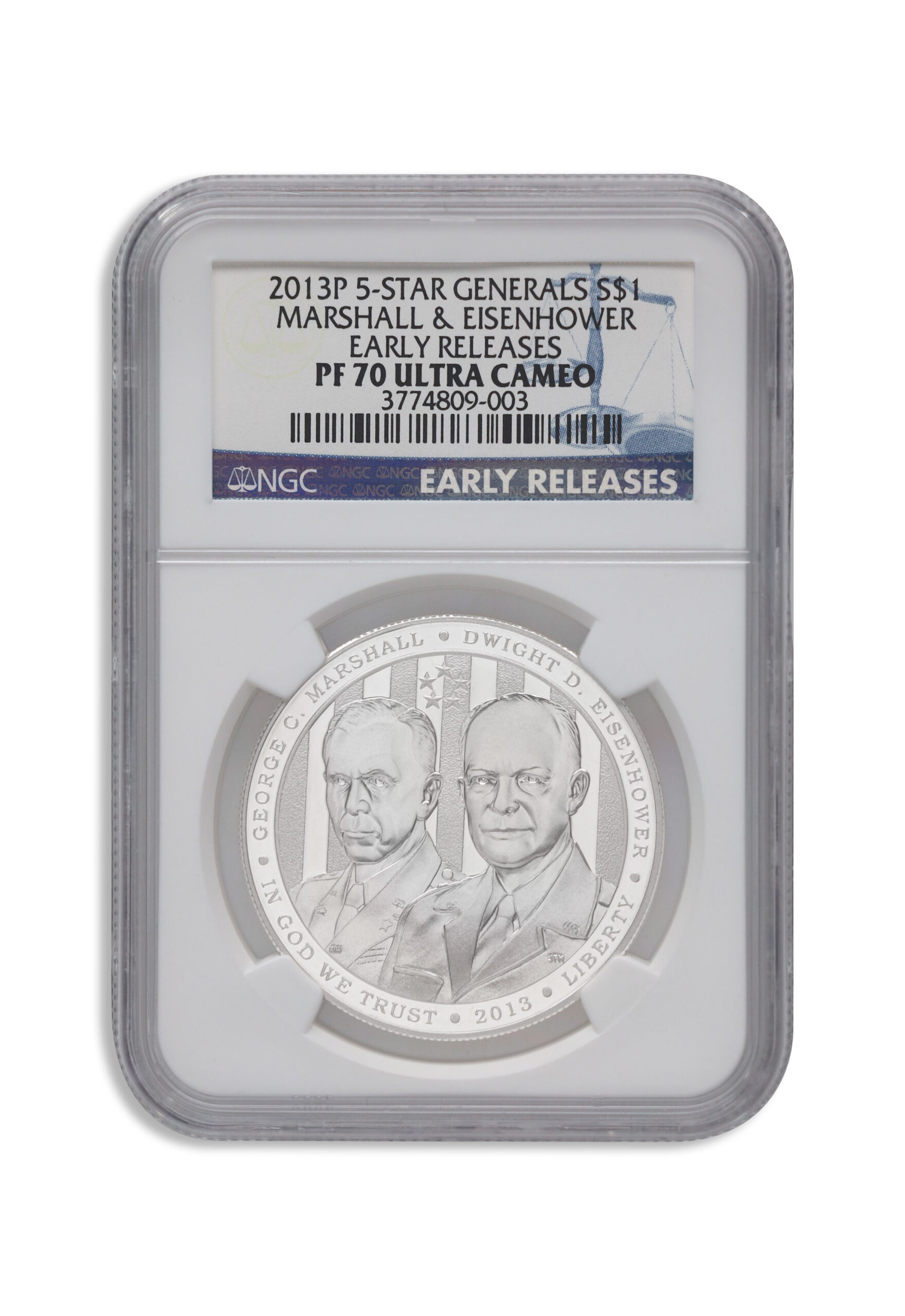 2013-P $1 Five Star Generals Silver Commem - NGC PF70 2013-P $1 Five Star Generals Silver Commem - NGC PF70 - Image 1