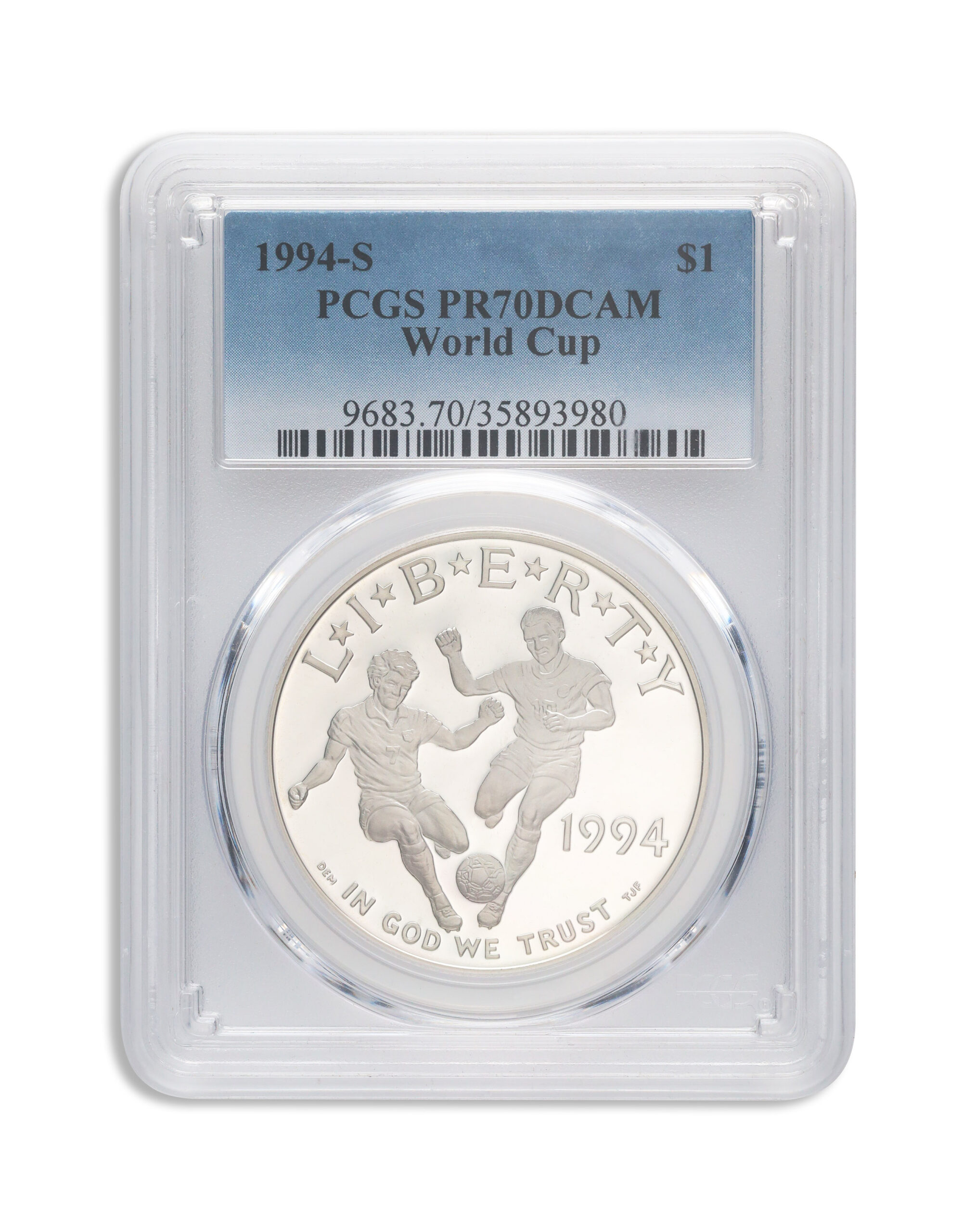 1994-S $1 World Cup Silver Commem - PCGS PF70 1994-S $1 World Cup Silver Commem - PCGS PF70 - Image 1