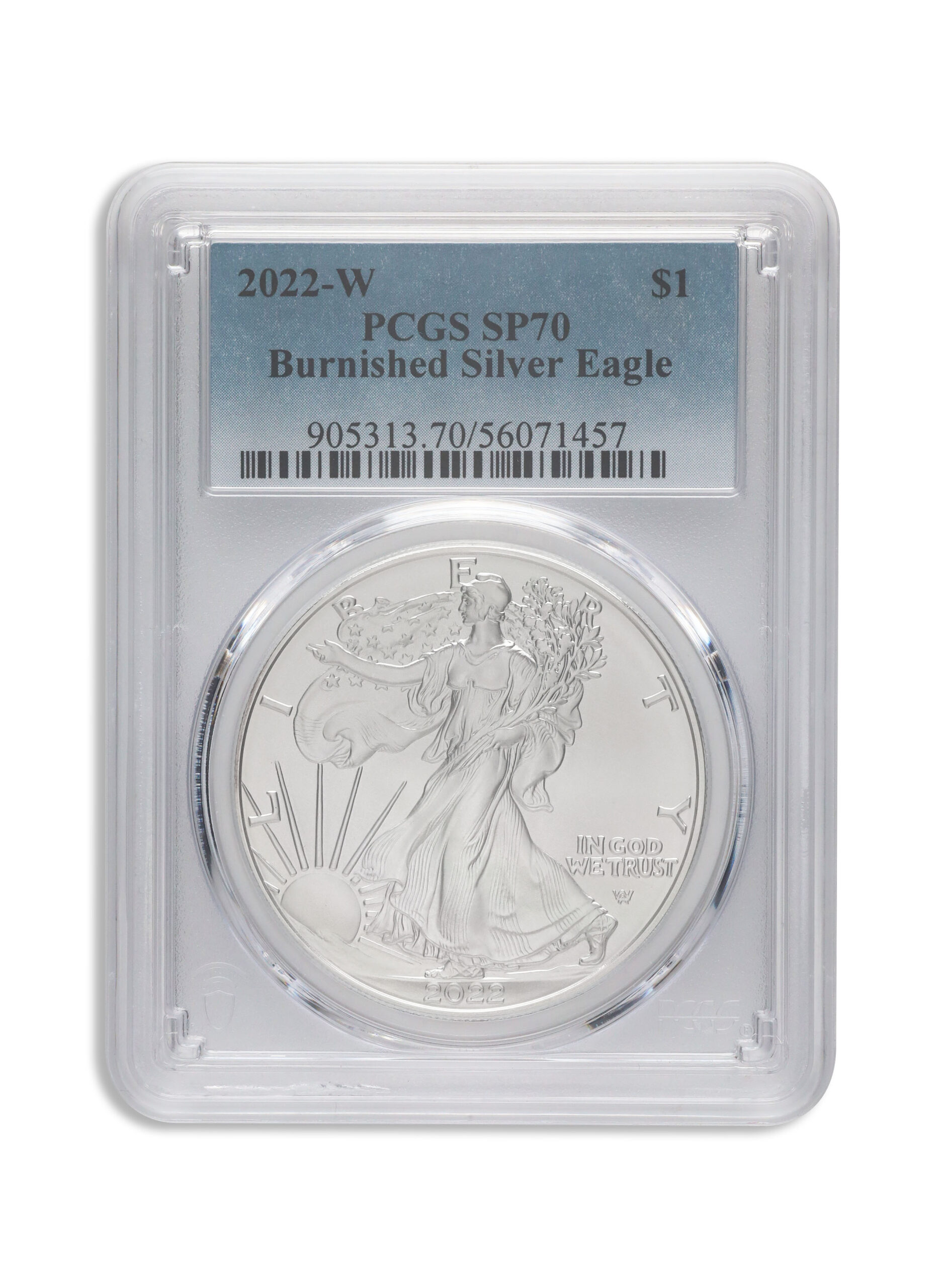 2022-W Burnished Silver Eagle PCGS SP70 2022-W Burnished Silver Eagle PCGS SP70 - Image 1