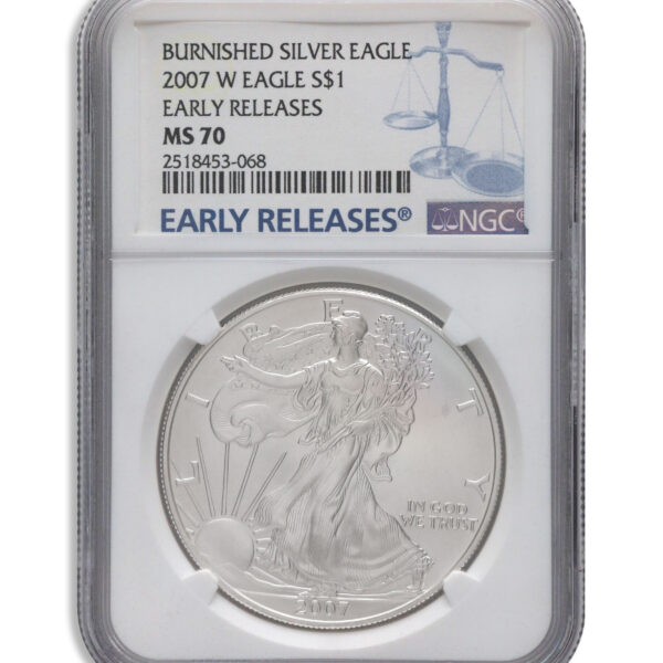 2007-W Burnished Silver Eagle NGC MS70 ER