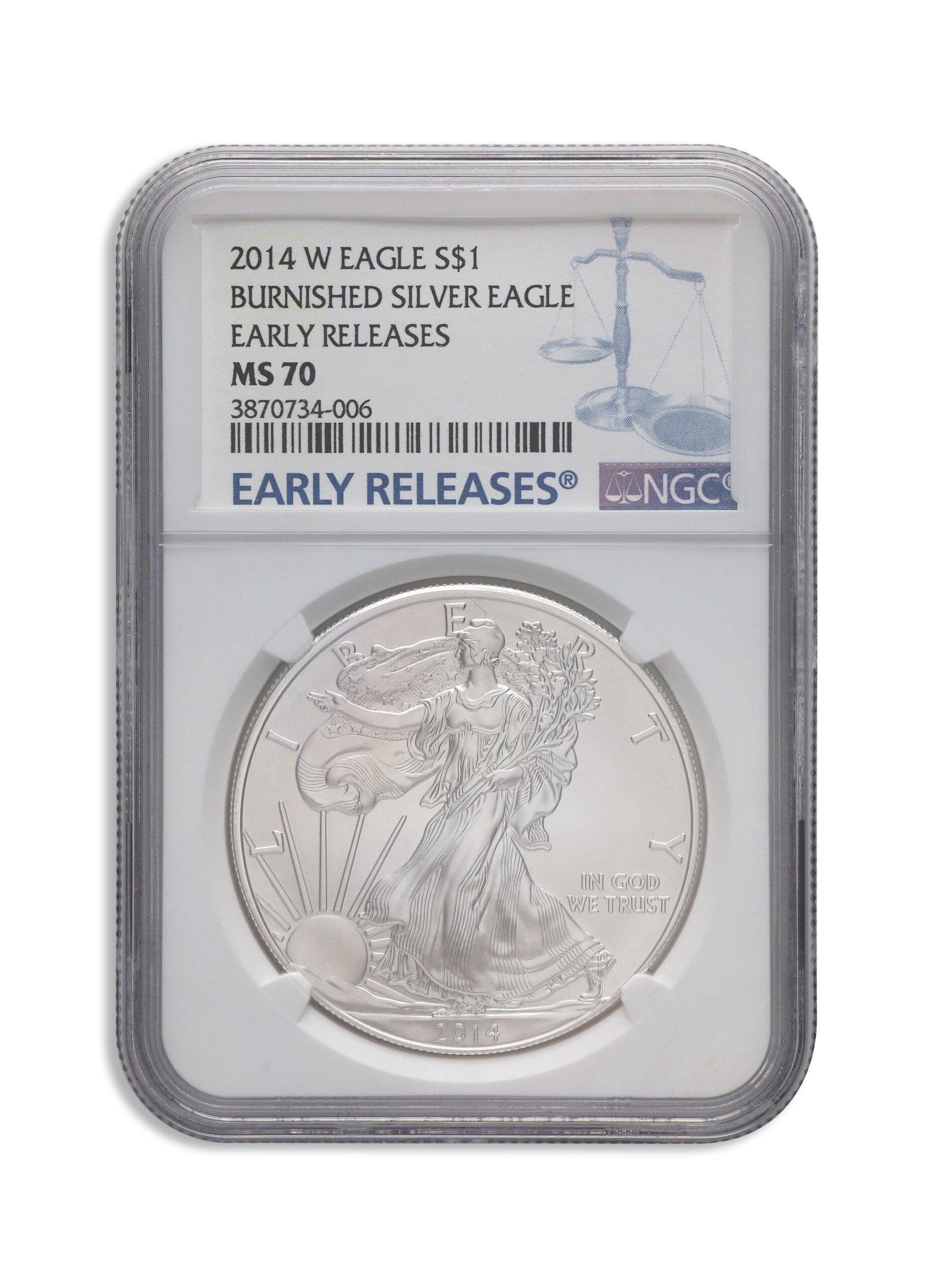 2014-W Burnished Silver Eagle NGC MS70 ER 2014-W Burnished Silver Eagle NGC MS70 ER - Image 1
