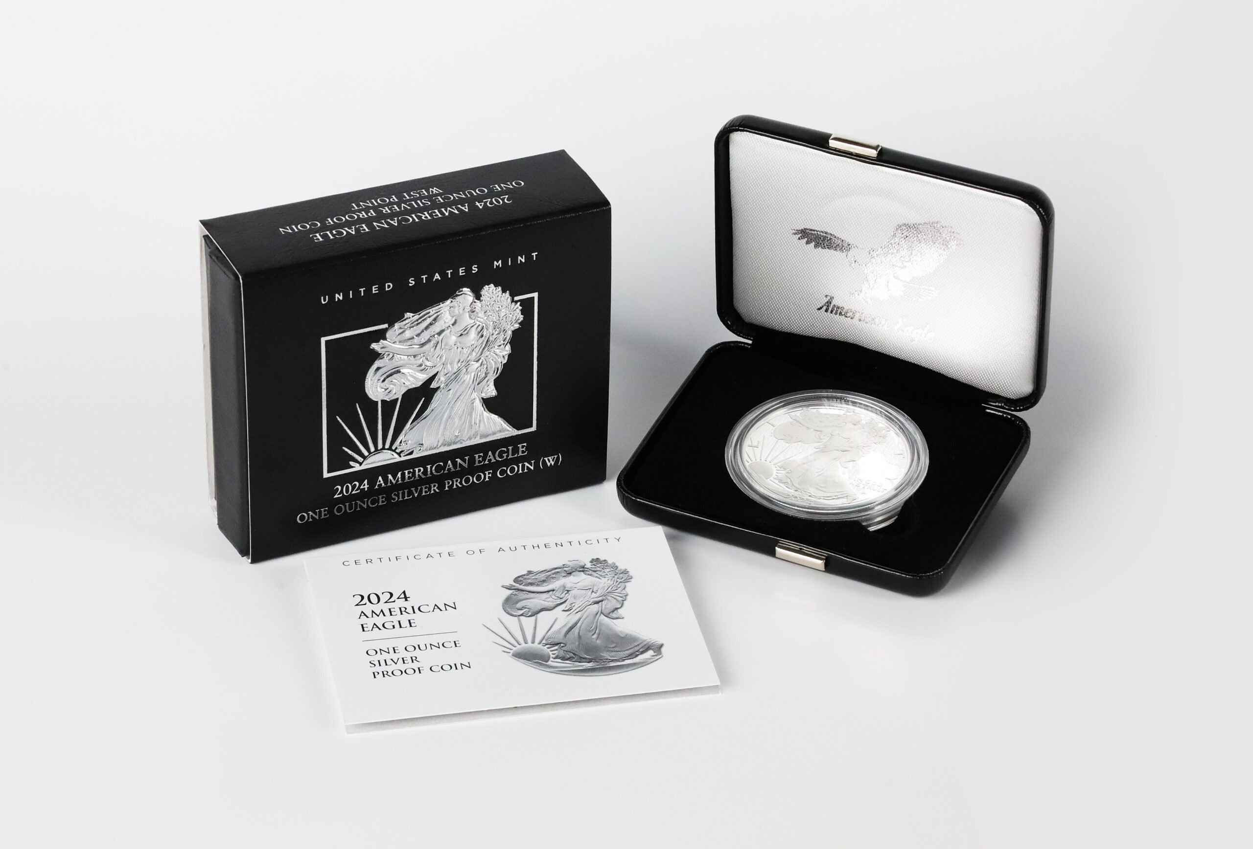 2024-W Proof Silver Eagle with Box & COA 2024-W Proof Silver Eagle with Box & COA - Image 1