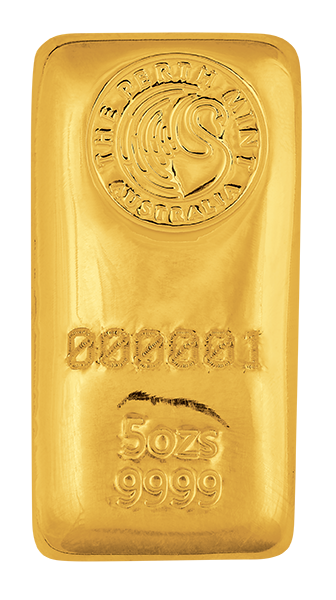 5 oz Gold Bar - Perth Mint (Cast)