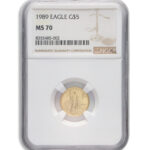 1989 1/10 oz Gold Eagle $5 NGC MS70