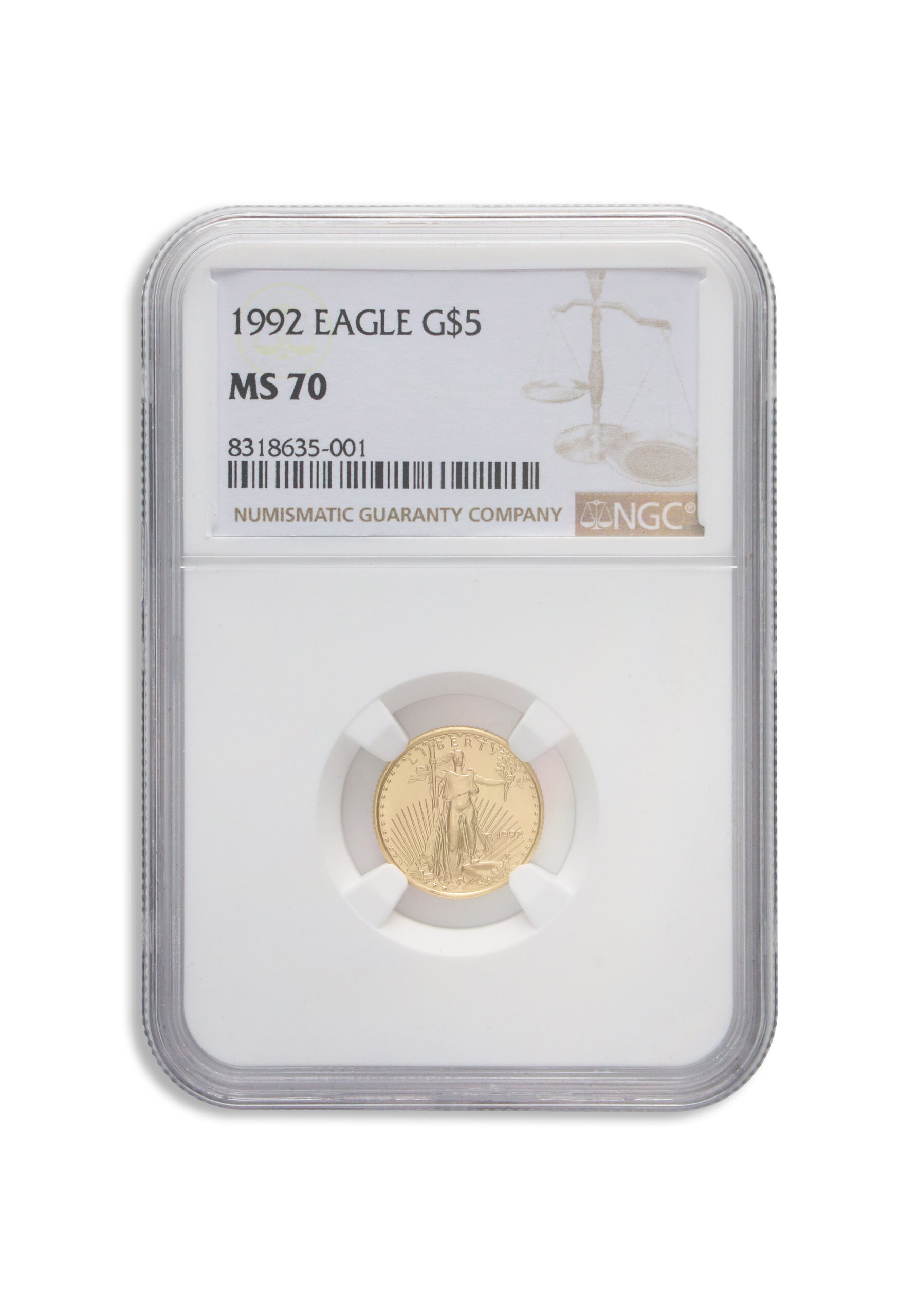 1992 1/10 oz Gold Eagle $5 NGC MS70 1992 1/10 oz Gold Eagle $5 NGC MS70 - Image 1