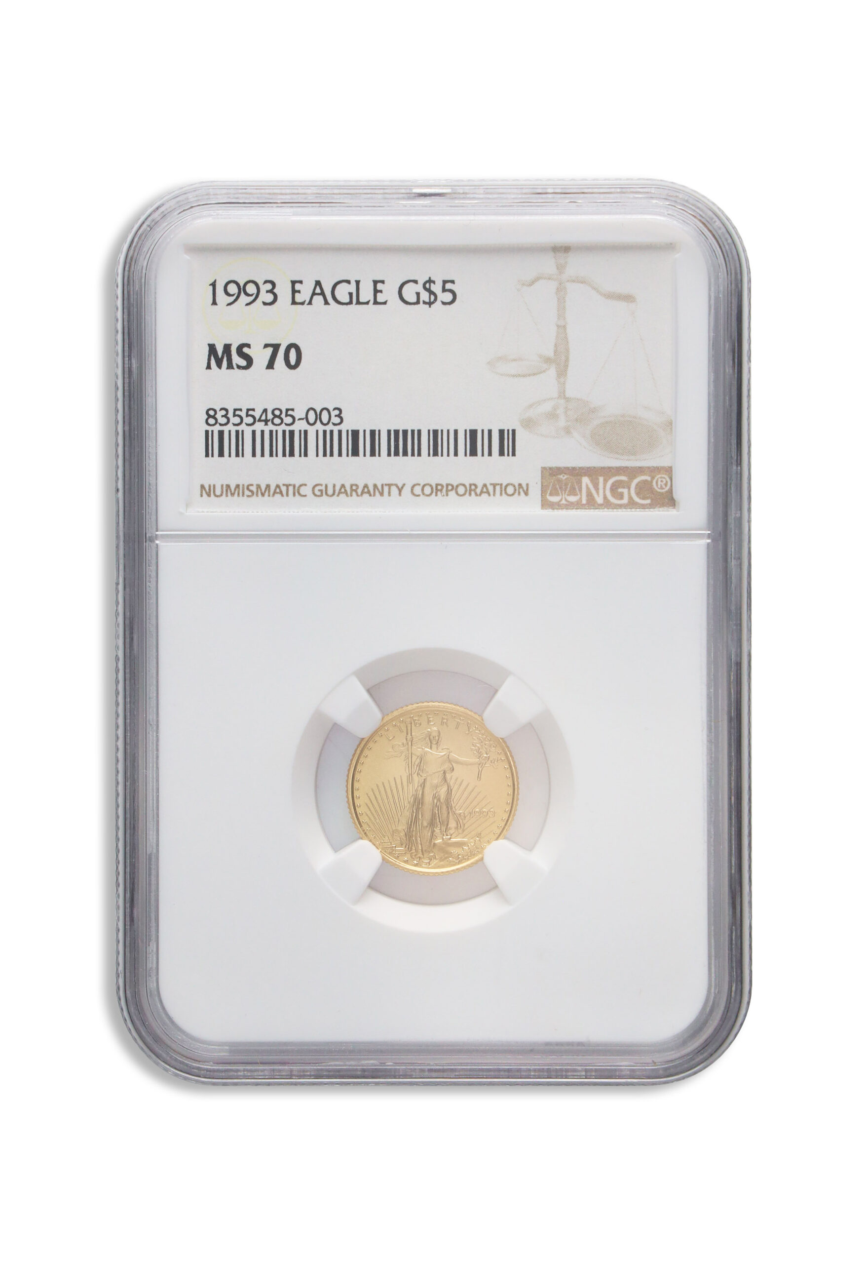 1993 1/10 oz Gold Eagle $5 NGC MS70 1993 1/10 oz Gold Eagle $5 NGC MS70 - Image 1