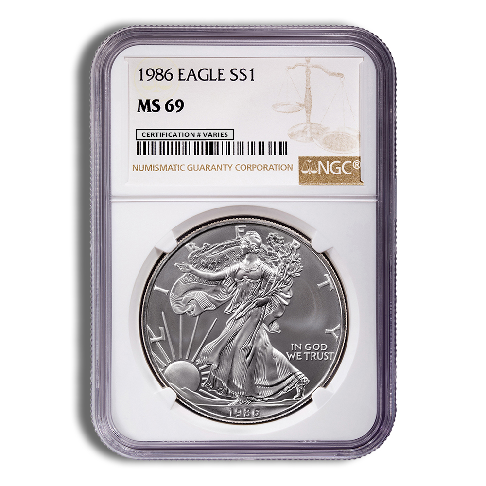 1986 Silver Eagle NGC MS69 1986 Silver Eagle NGC MS69 - Image 1