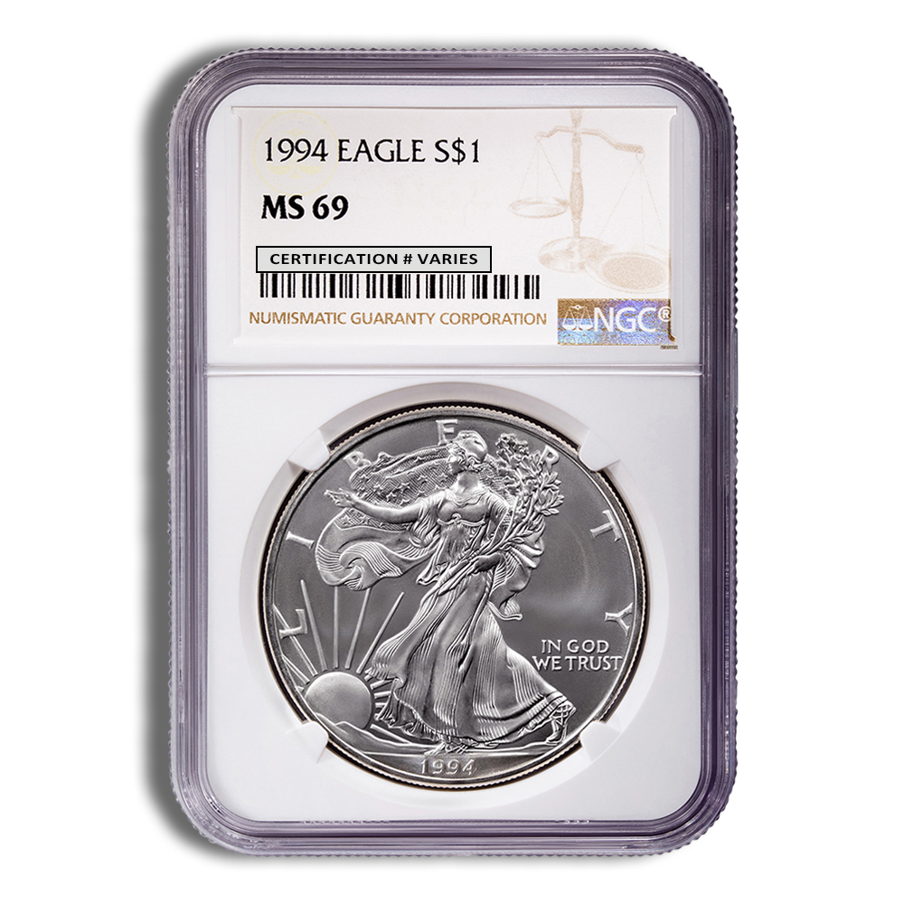 1994 Silver Eagle NGC MS69 1994 Silver Eagle NGC MS69 - Image 1