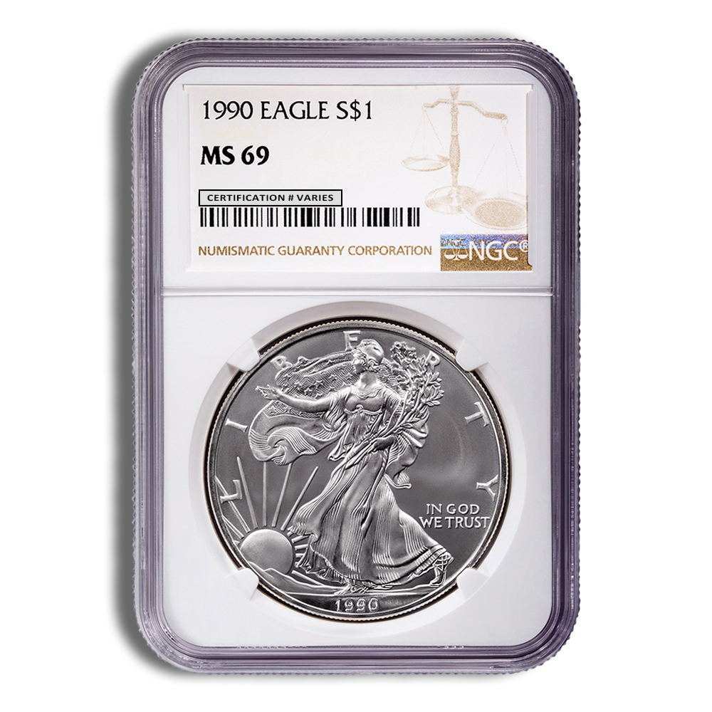 1990 Silver Eagle NGC MS69 1990 Silver Eagle NGC MS69 - Image 1