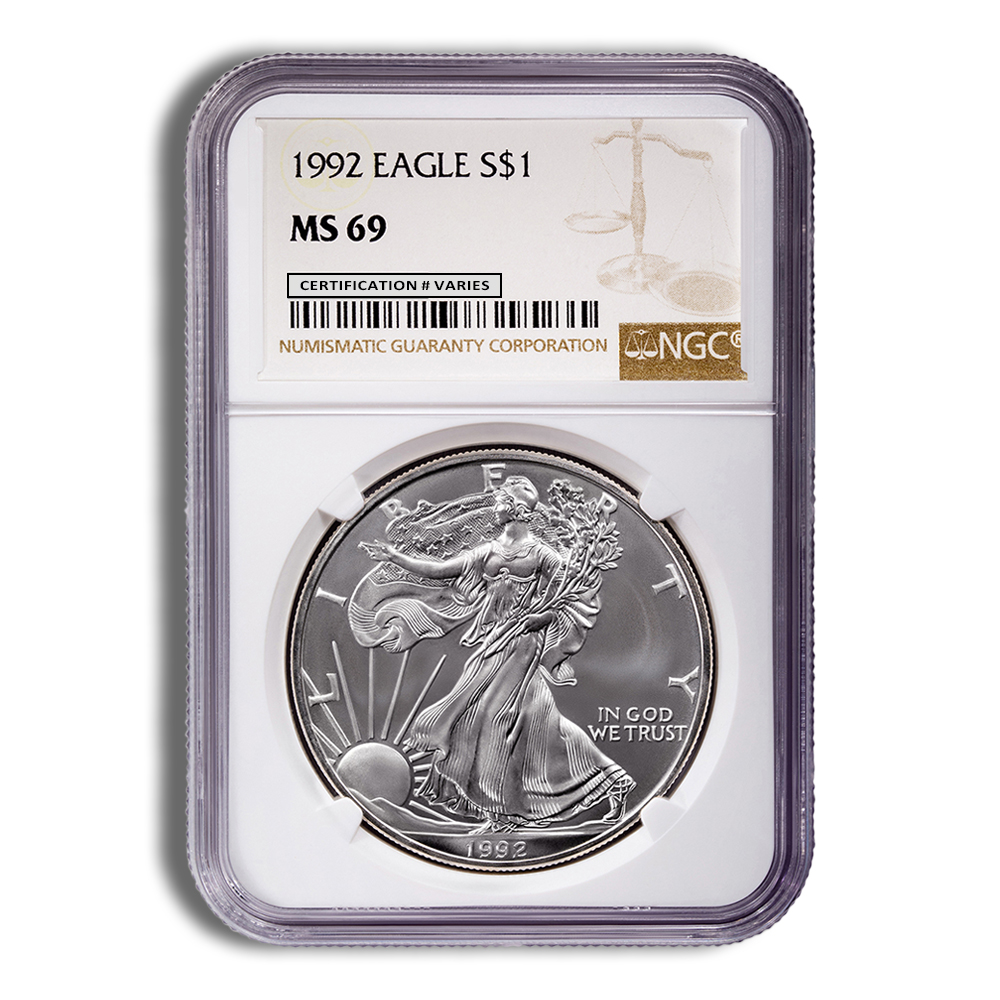 1992 Silver Eagle NGC MS69 1992 Silver Eagle NGC MS69 - Image 1