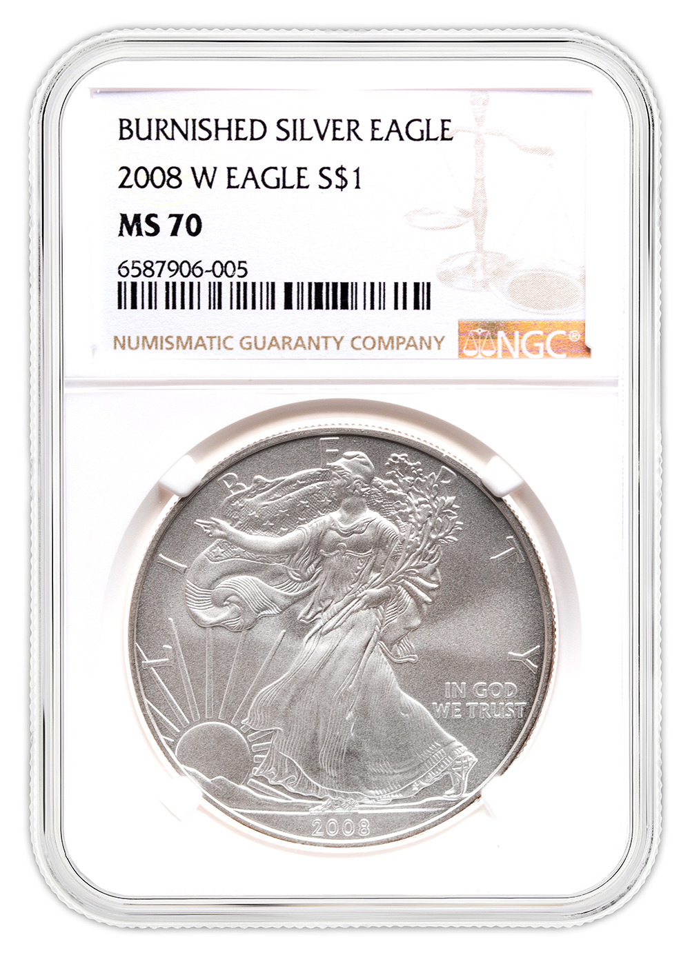 2008-W Burnished Silver Eagle NGC MS70 2008-W Burnished Silver Eagle NGC MS70 - Image 1