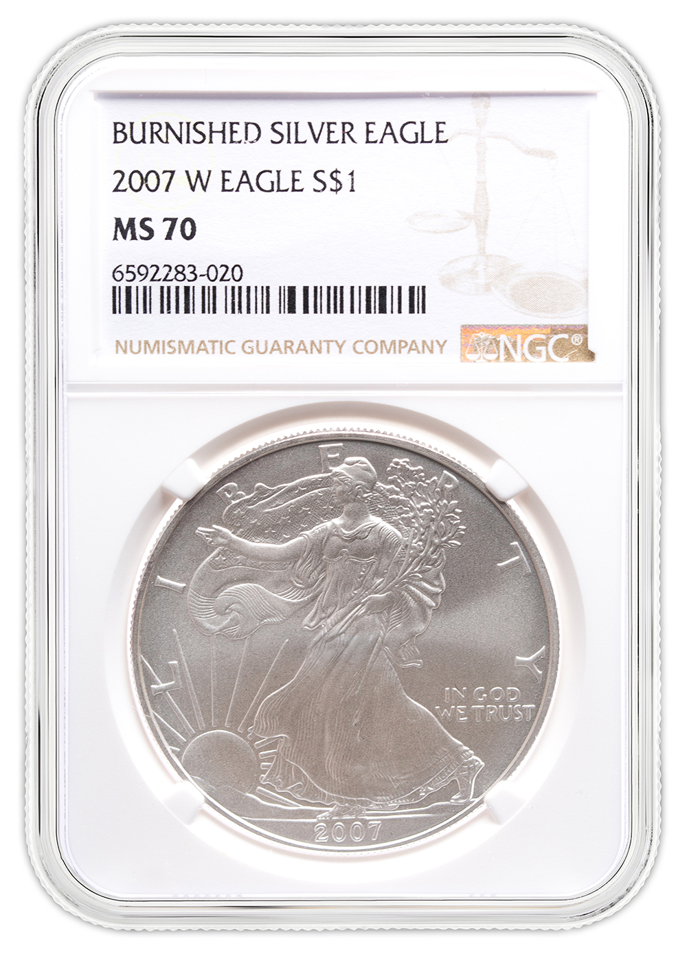 2007-W Burnished Silver Eagle NGC MS70 2007-W Burnished Silver Eagle NGC MS70 - Image 1