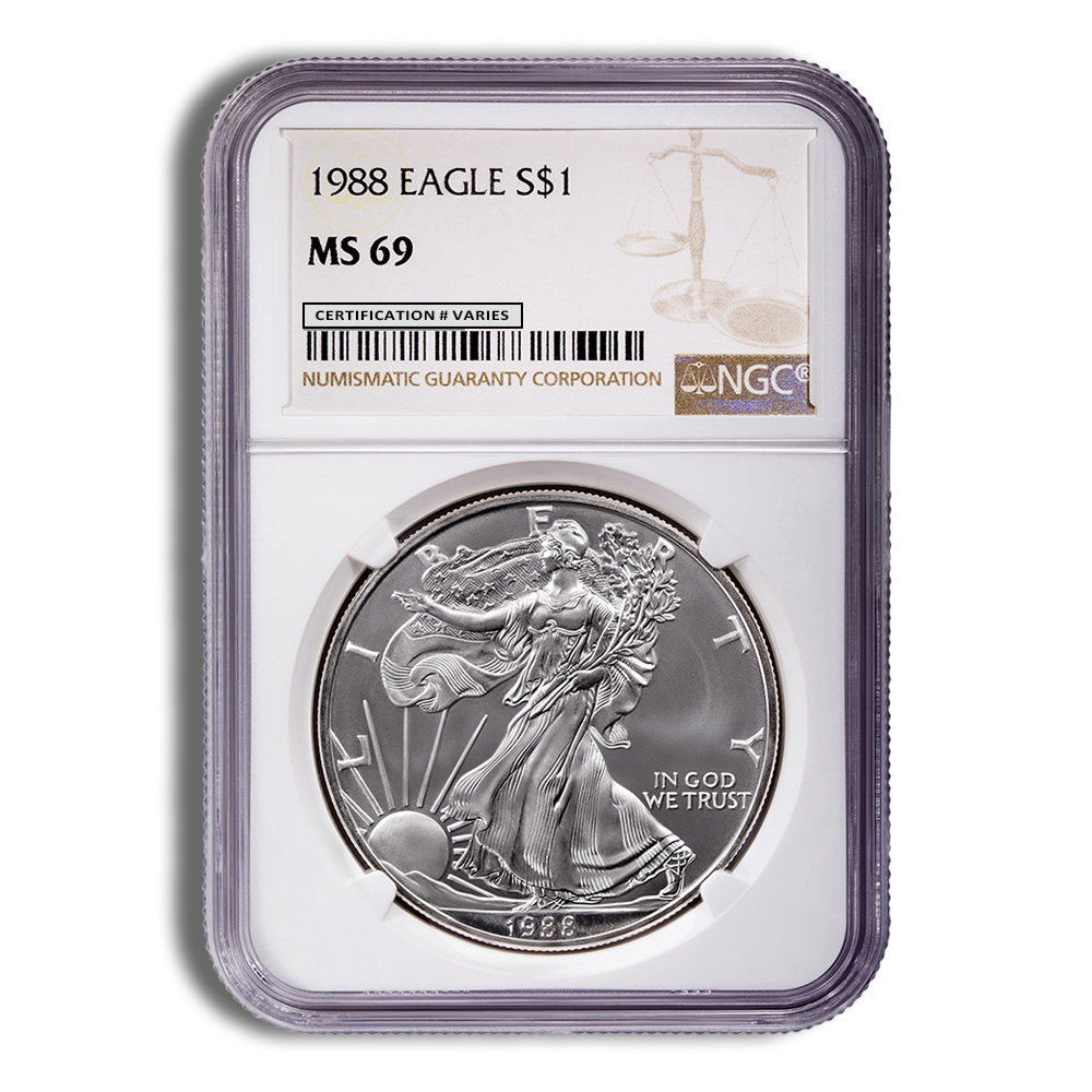 1988 Silver Eagle NGC MS69 1988 Silver Eagle NGC MS69 - Image 1