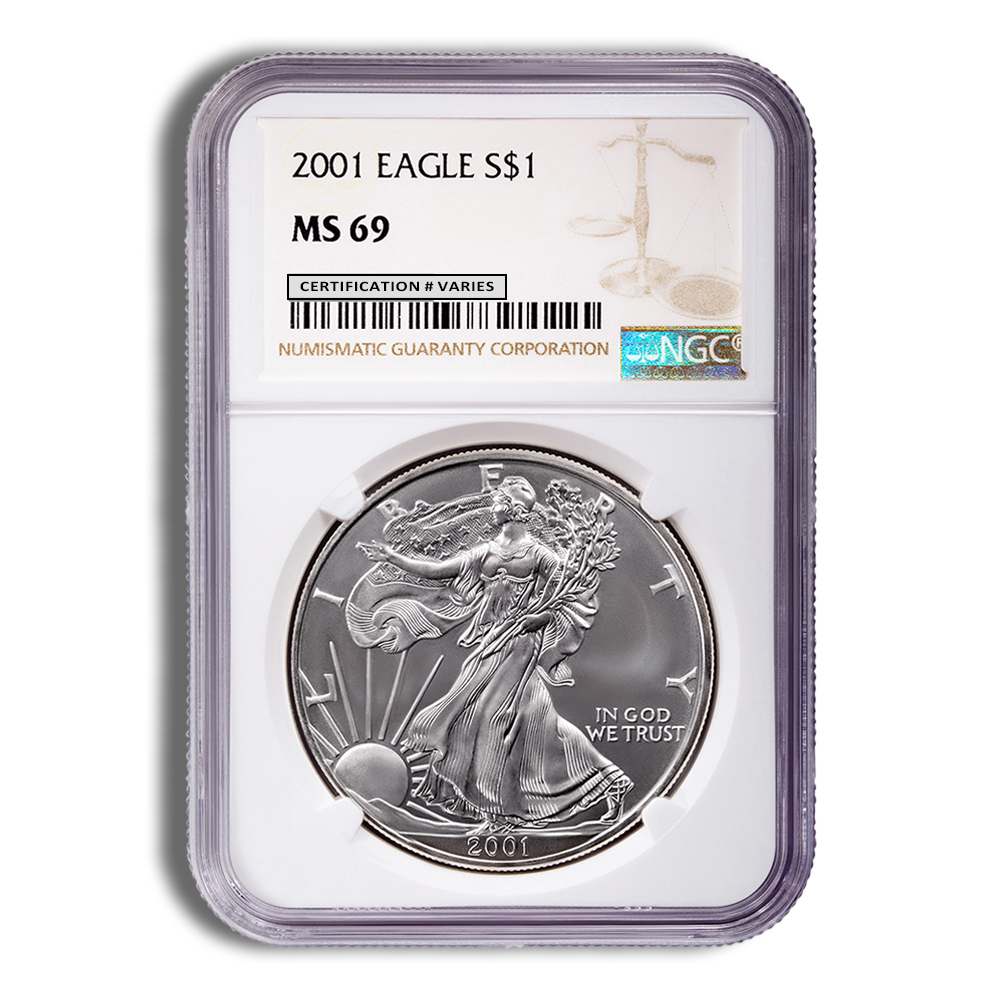 2001 Silver Eagle NGC MS69 2001 Silver Eagle NGC MS69 - Image 1