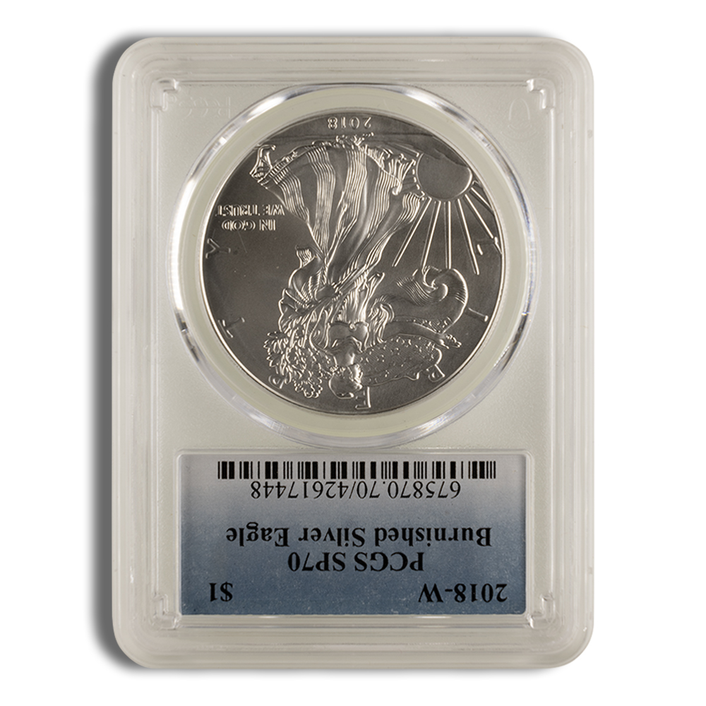 2018-W Burnished Silver Eagle PCGS SP70 2018-W Burnished Silver Eagle PCGS SP70 - Image 1