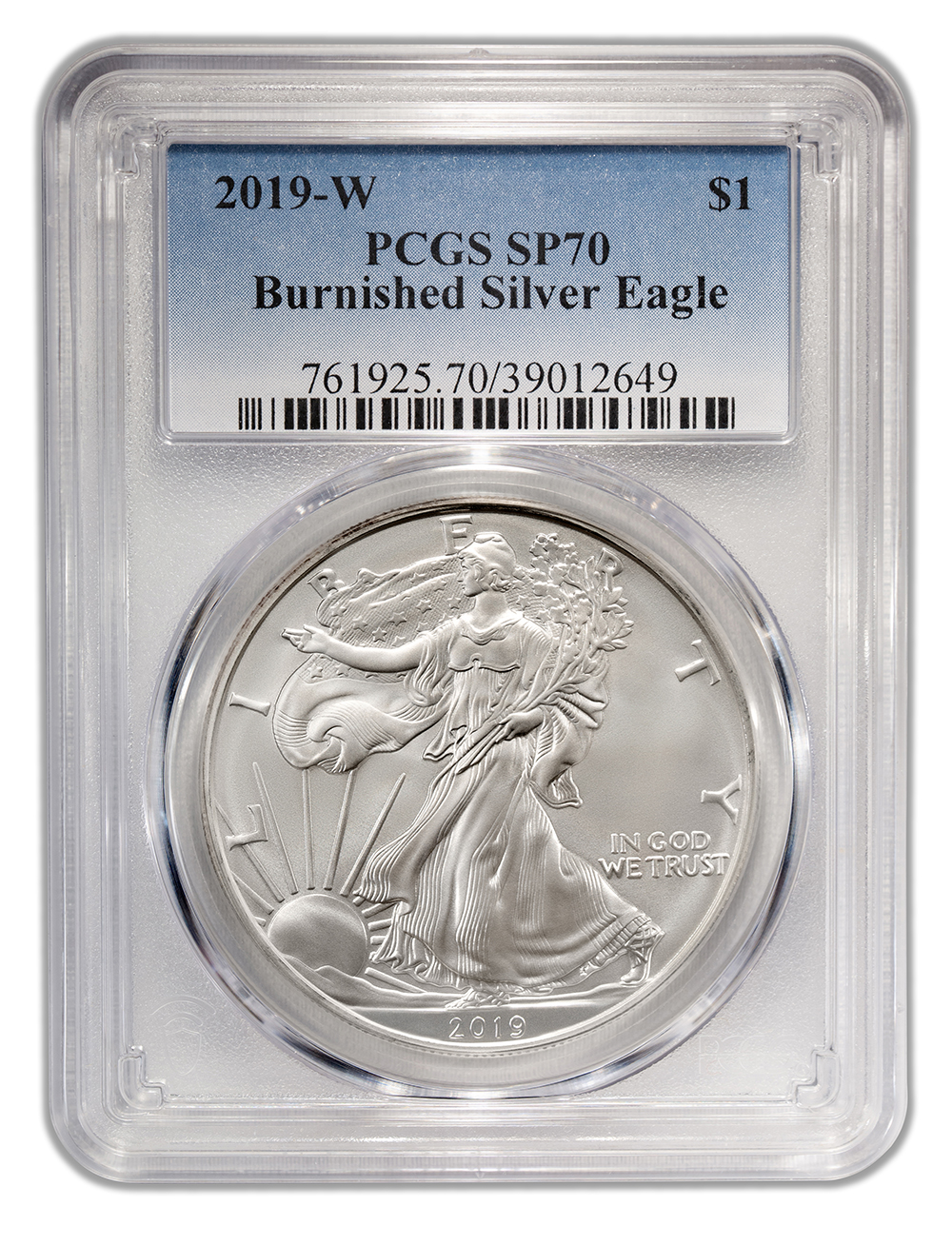 2019-W Burnished Silver Eagle PCGS SP70 2019-W Burnished Silver Eagle PCGS SP70 - Image 1