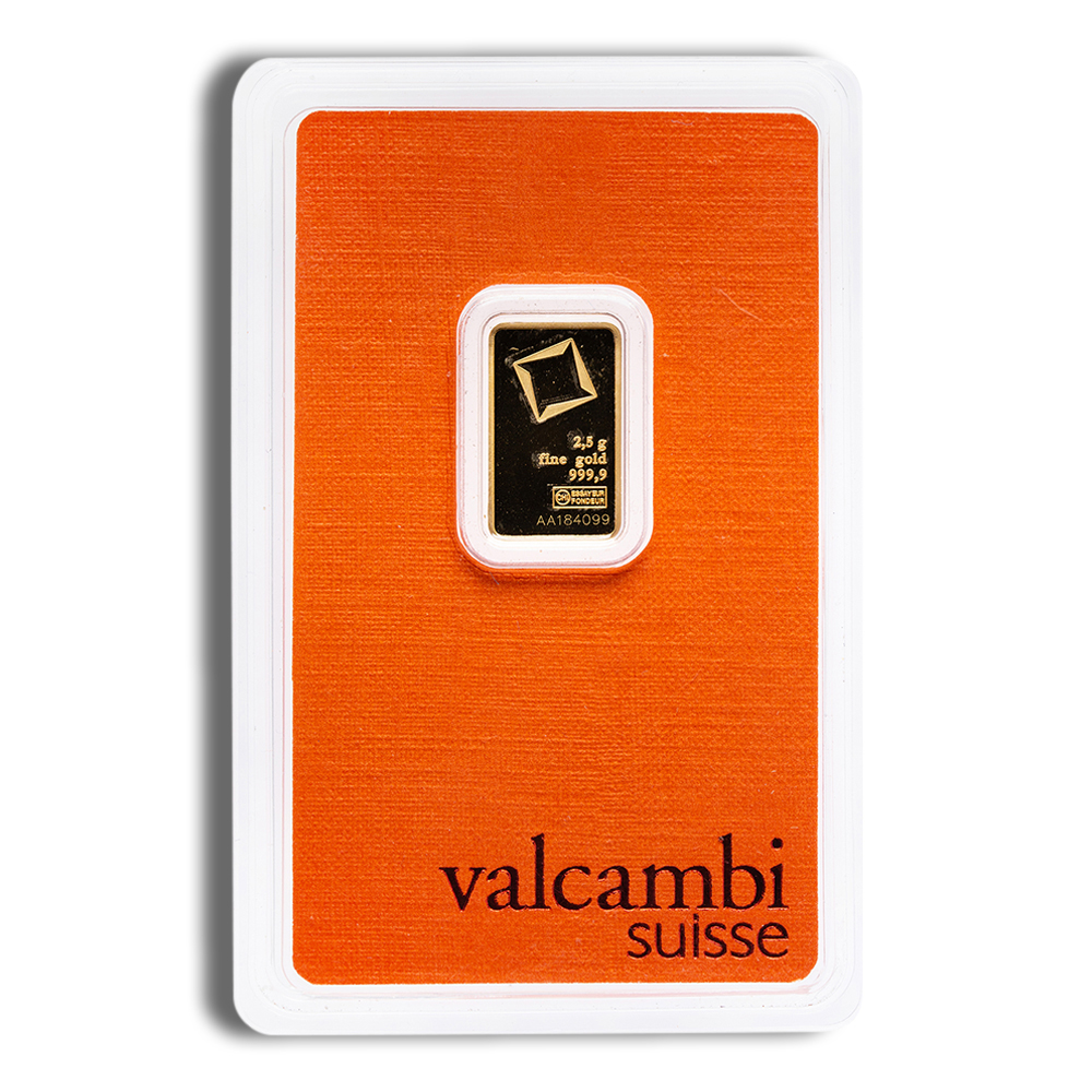 2.5 gram Gold Bar - Valcambi (Carded) 2.5 gram Gold Bar - Valcambi (Carded) - Image 1
