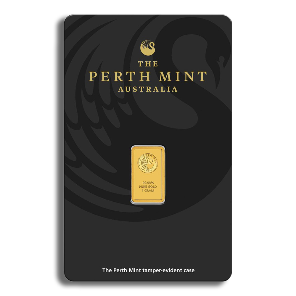 1 gram Gold Bar - Perth Mint (Carded) 1 gram Gold Bar - Perth Mint (Carded) - Image 1
